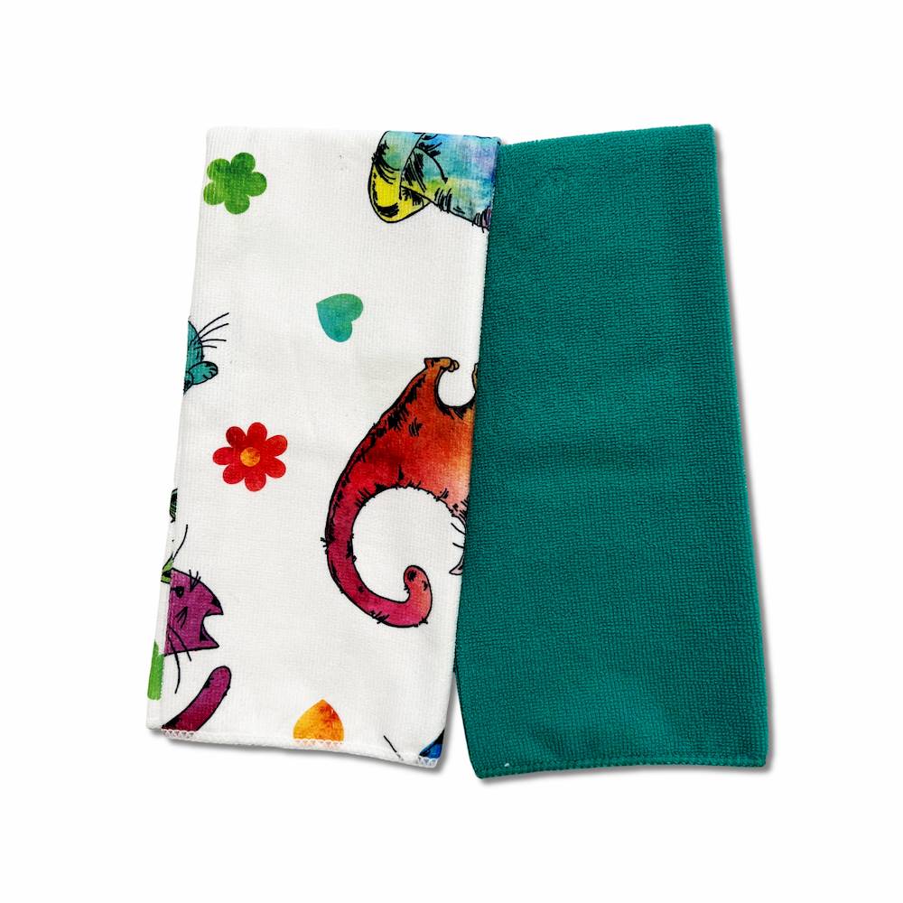 Set 2 canovacci micorfibra Gattoni colorati