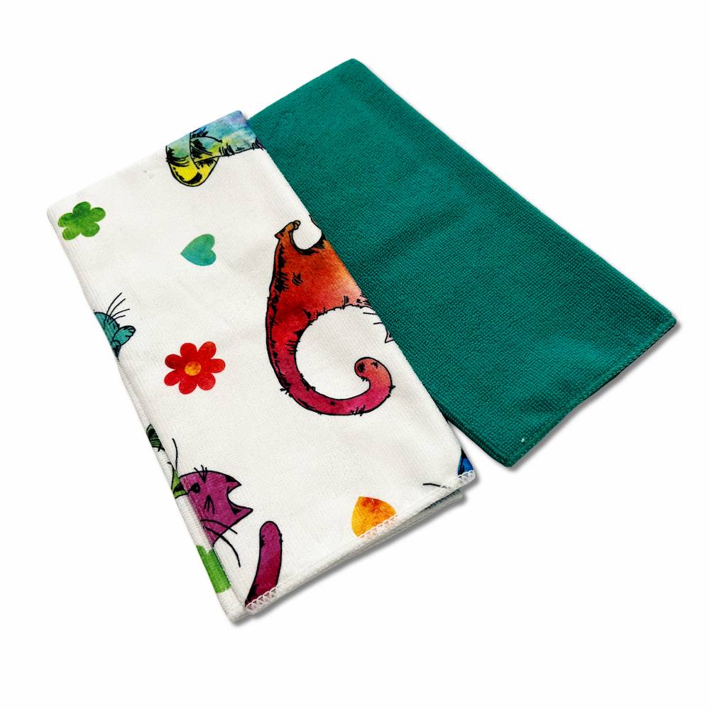 Set 2 canovacci micorfibra Gattoni colorati