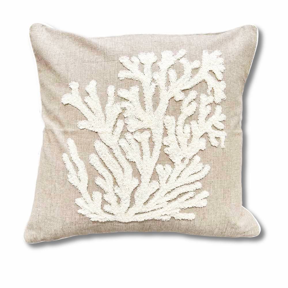 Federa cuscino marea 45 x 45 Corallo panna in rilievo