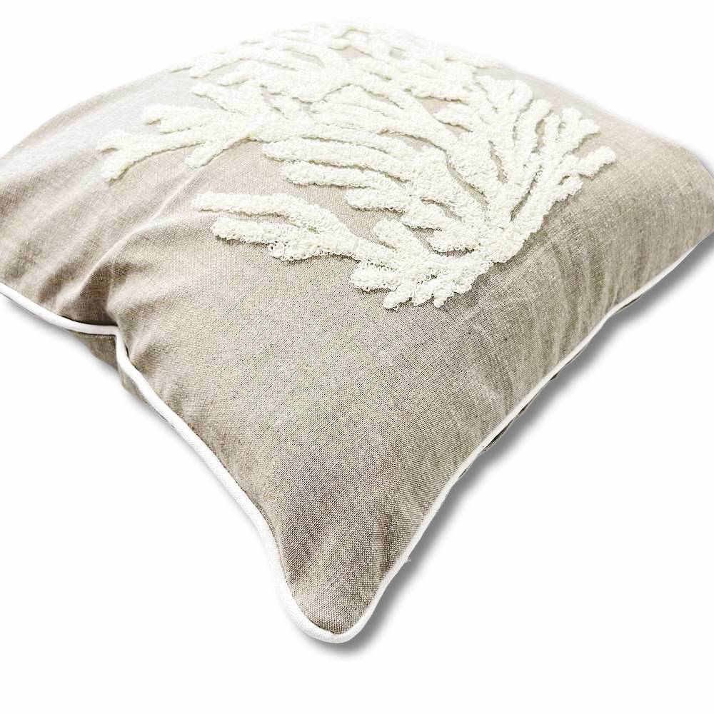 Federa cuscino marea 45 x 45 Corallo panna in rilievo