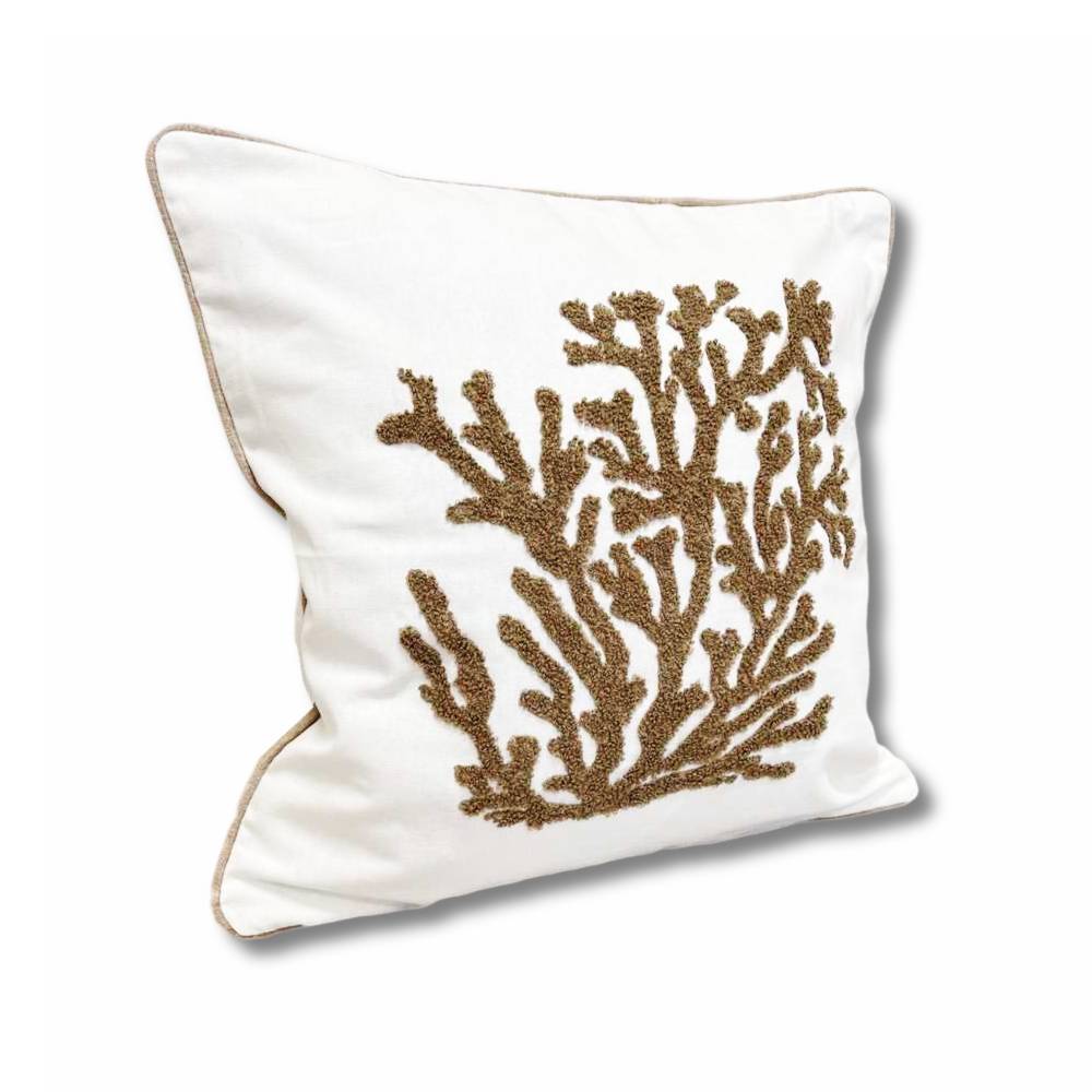 Cuscino imbottito marea 45 x 45 Corallo tortora rilievo