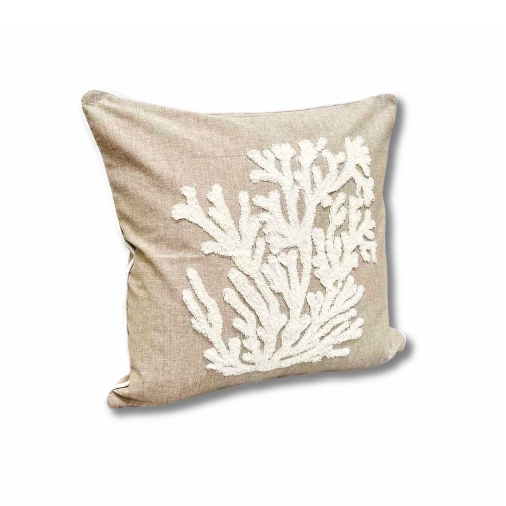 Cuscino imbottito marea 45 x 45 Corallo panna rilievo