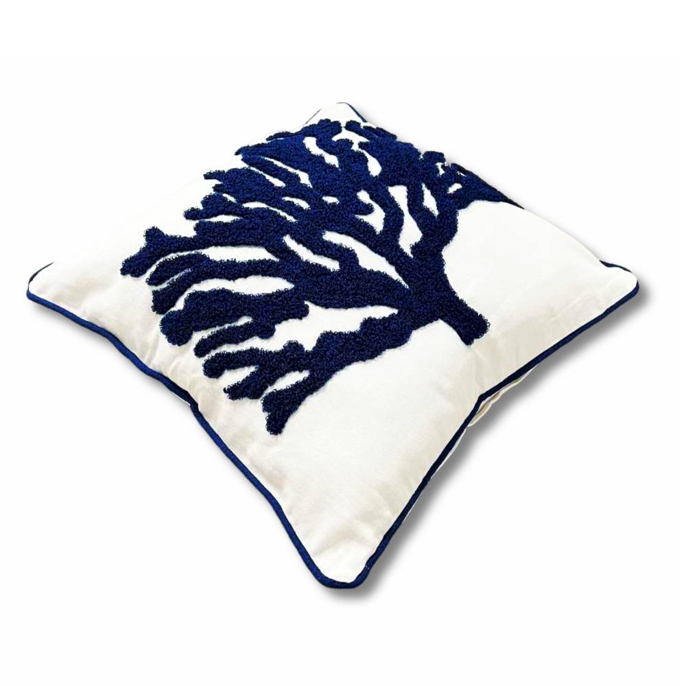 Federa cuscino marea 45 x 45 Corallo Blu in rilievo