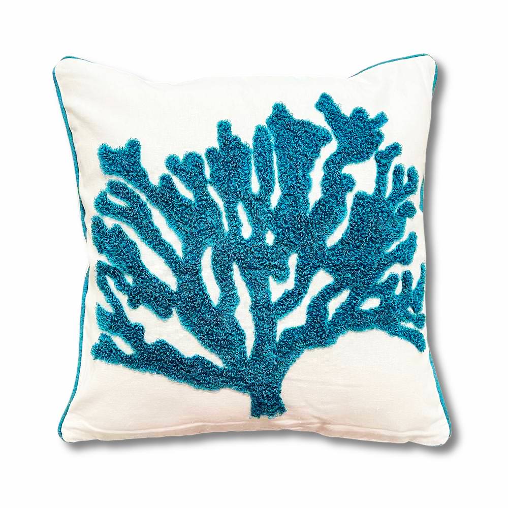 Cuscino imbottito marea 45 x 45 Corallo Acquamarina in rilievo