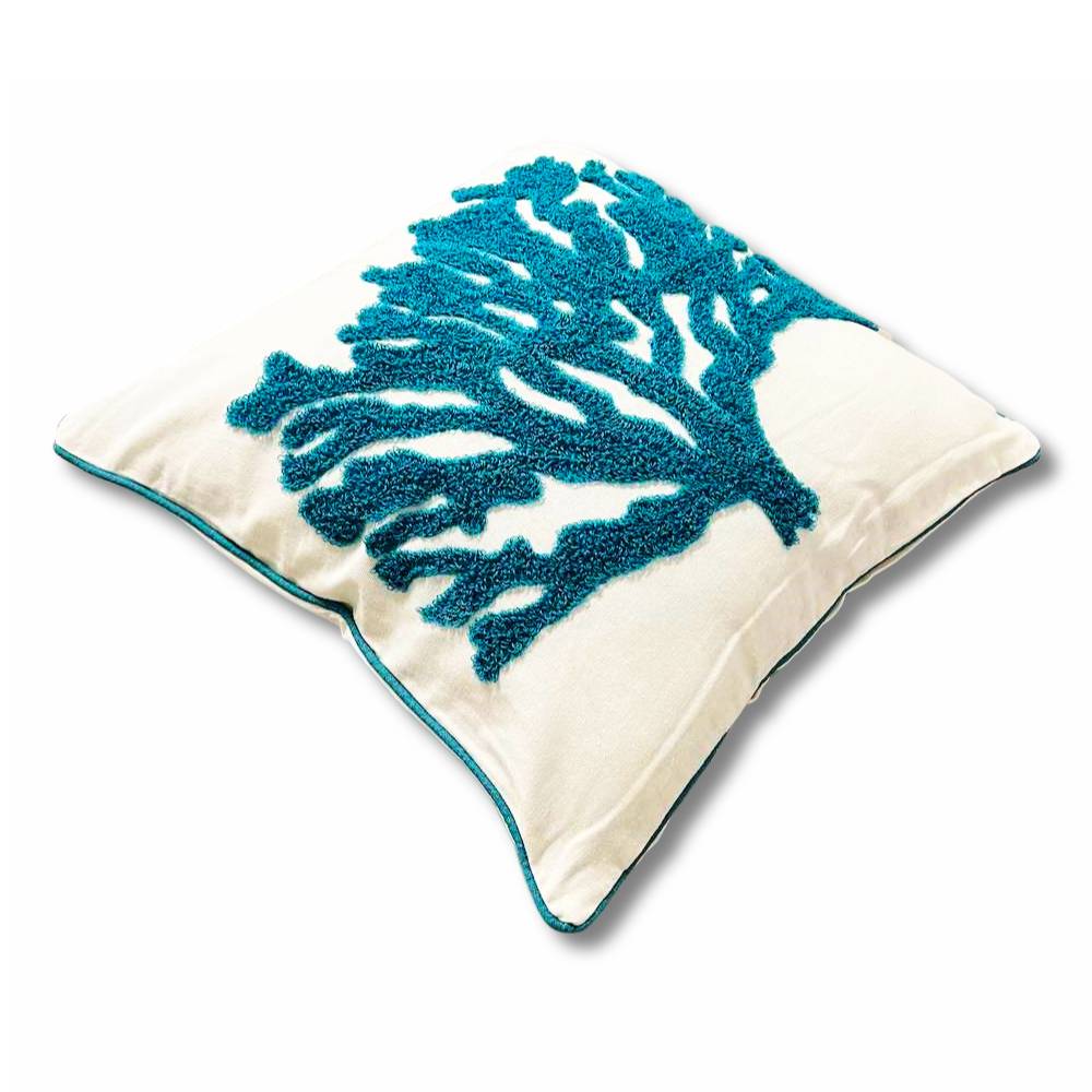 Cuscino imbottito marea 45 x 45 Corallo Acquamarina in rilievo