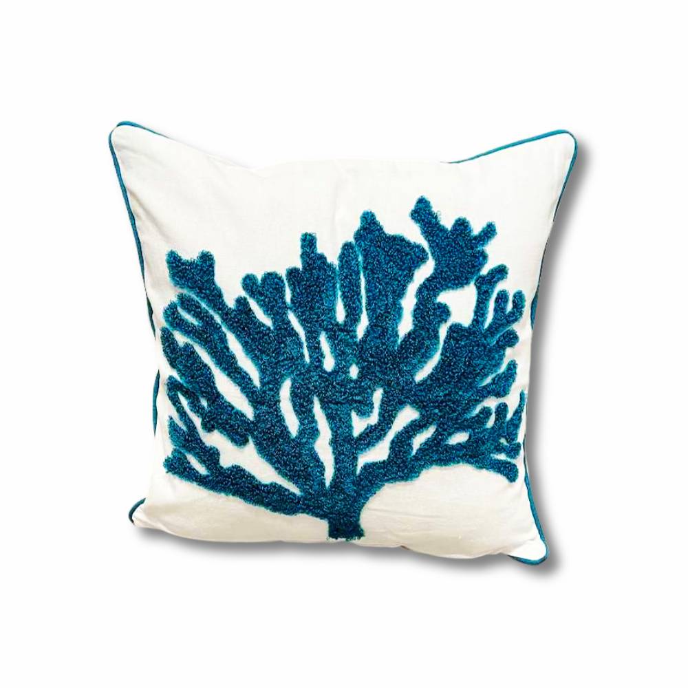 Cuscino imbottito marea 45 x 45 Corallo Acquamarina in rilievo