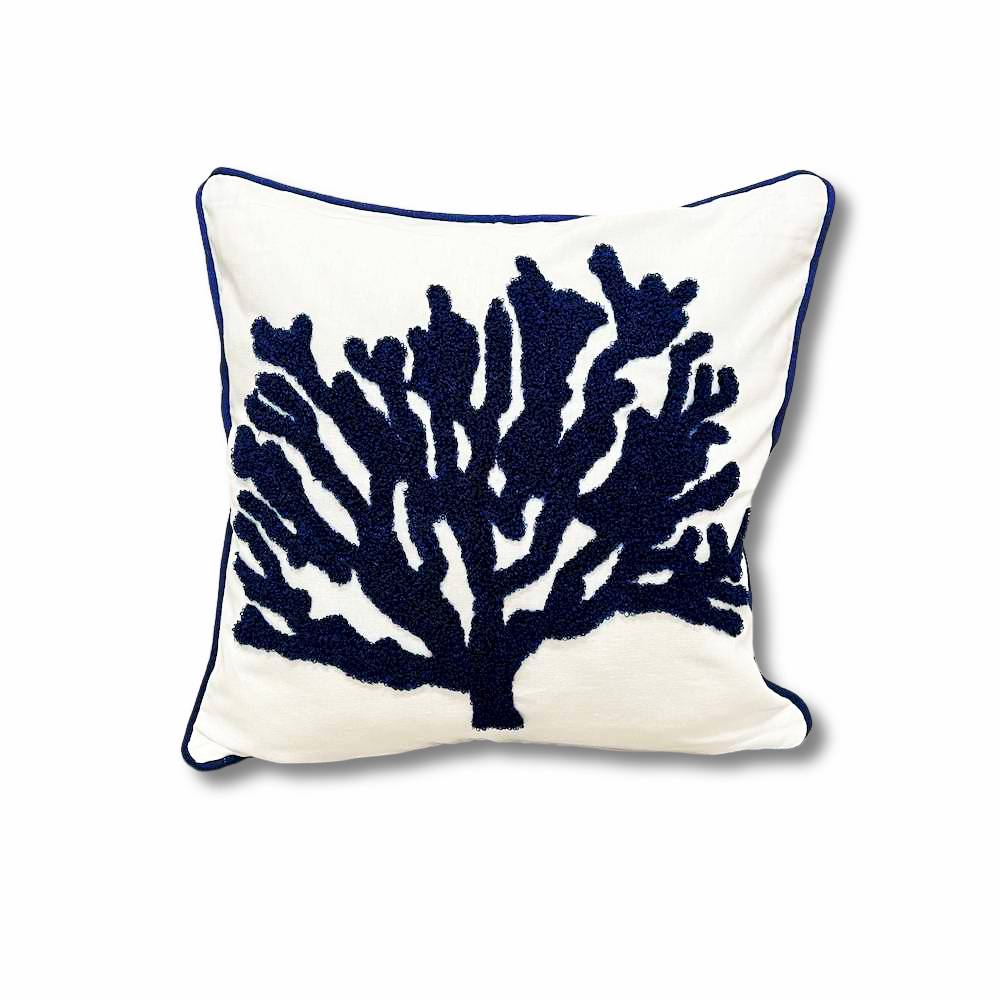 Cuscino imbottito marea 45 x 45 Corallo Blu in rilievo