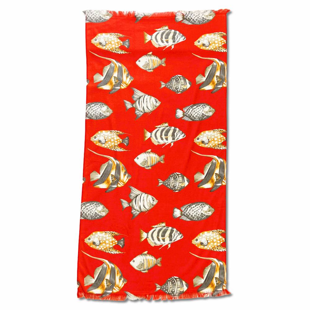 Fouta spugna e tessuto Oceano Pesciolino Corallo 90 x 180