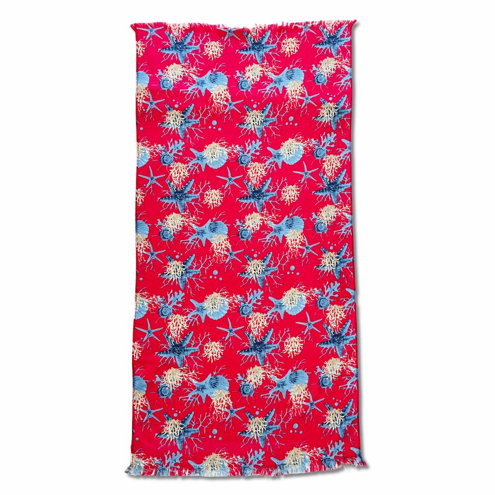 Fouta spugna e tessuto tropea corallo fuxia 90 x 180