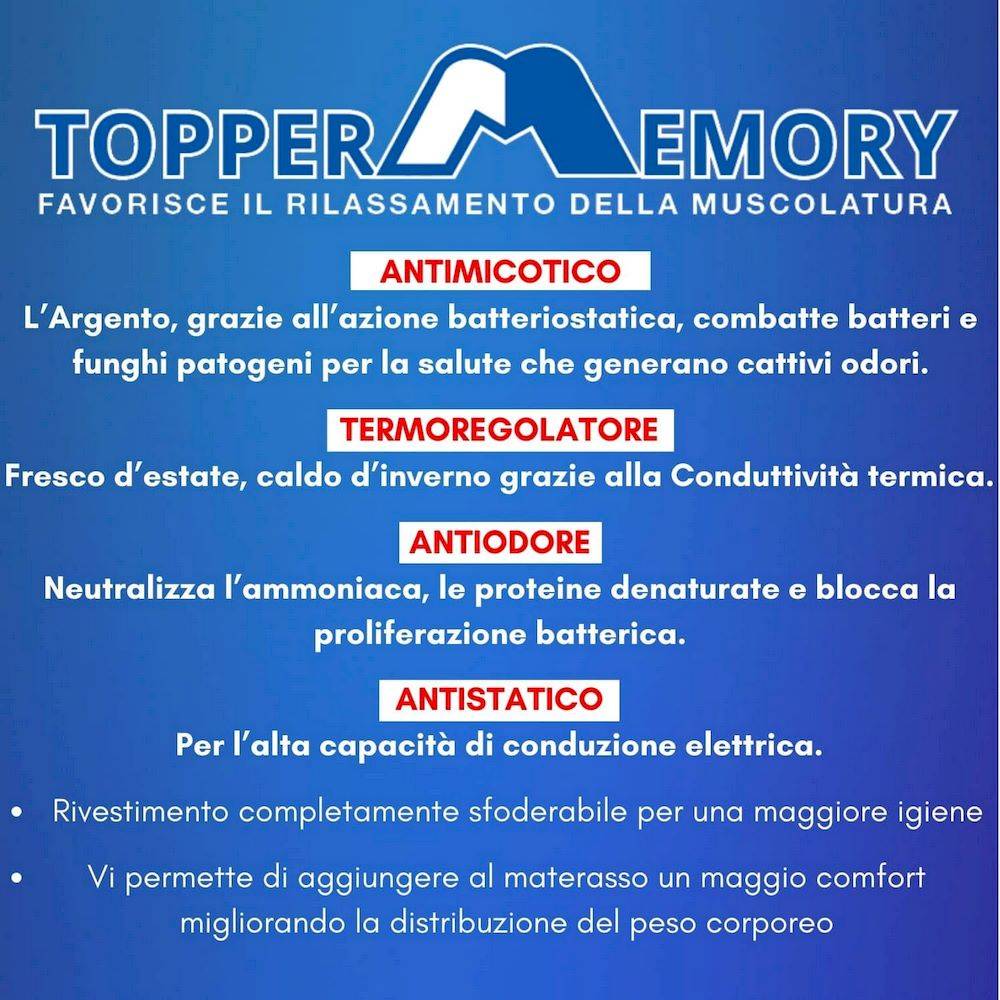 Topper matrimoniale memory fibra d'argento H 5