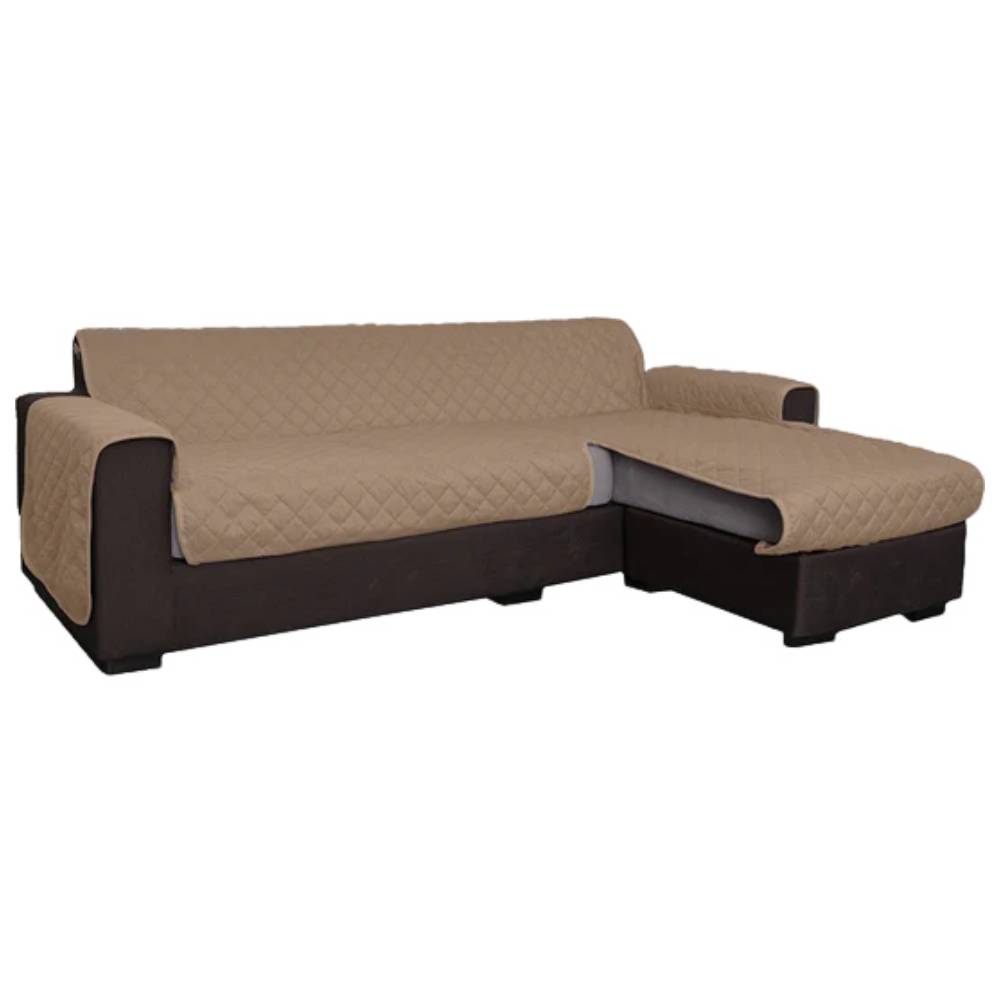 Copridivano con penisola 2 posti trapuntato antimacchia tortora