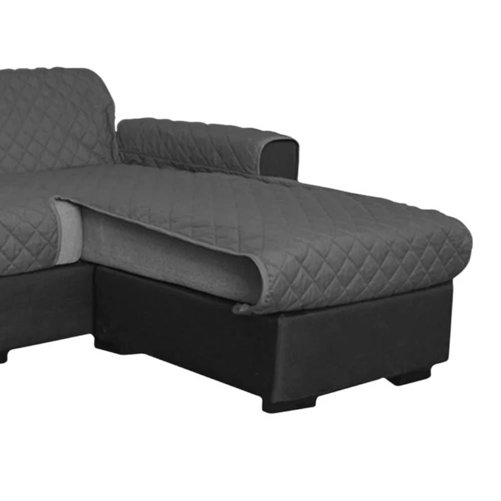 Copridivano con penisola 2 posti trapuntato antimacchia grigio scuro