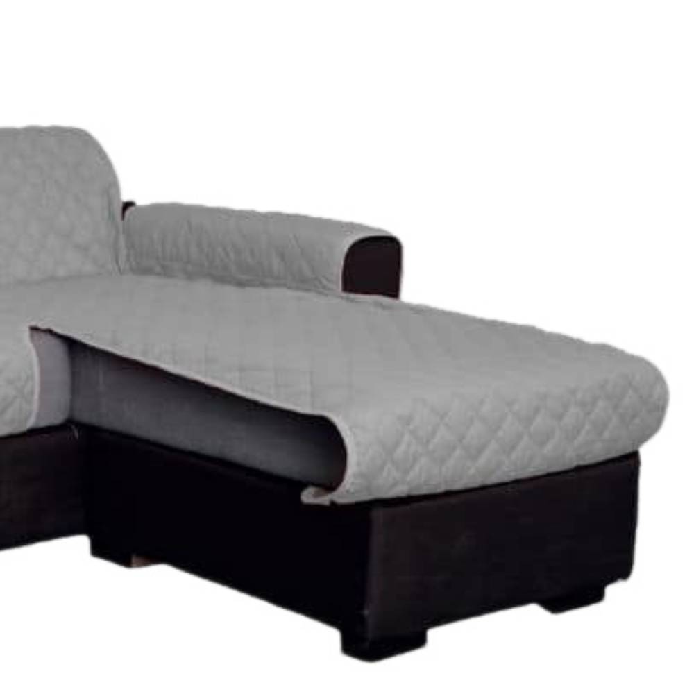 Copridivano con penisola 3 posti trapuntato antimacchia Grigio chiaro