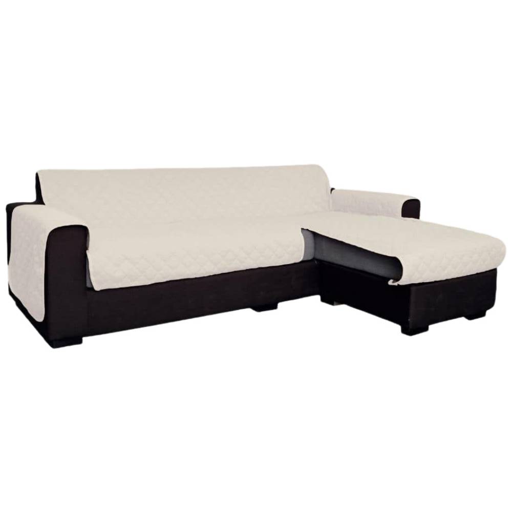 Copridivano con penisola 3 posti trapuntato antimacchia Panna