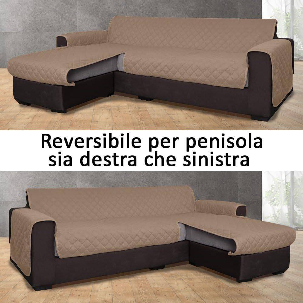 Copridivano con penisola 3 posti trapuntato antimacchia Panna