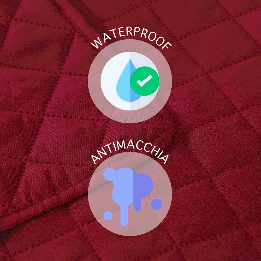 Copridivano con penisola 4 posti trapuntato antimacchia Bordeaux