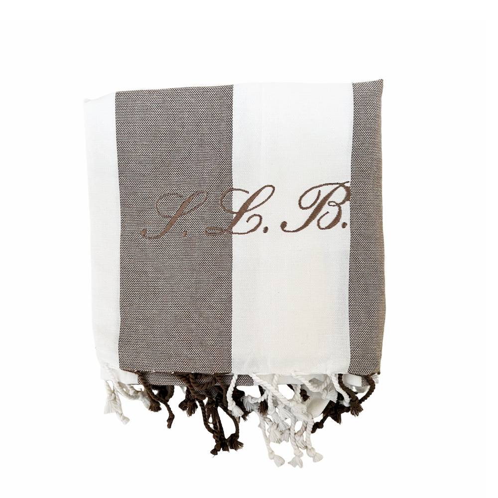 Fouta telo mare jolie Antigua Tortora 100 x 200 Personalizzato