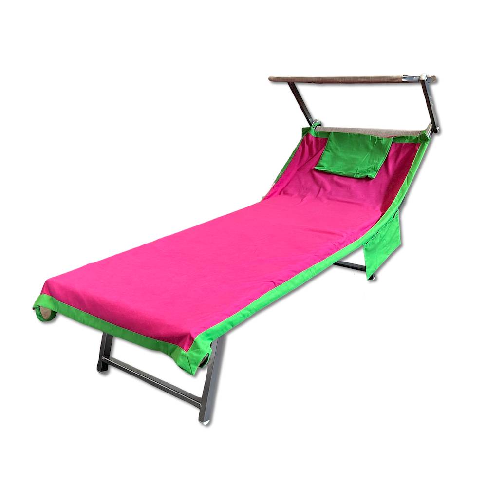 Telo mare per lettino microfibra fuxia e verde 80 x 190