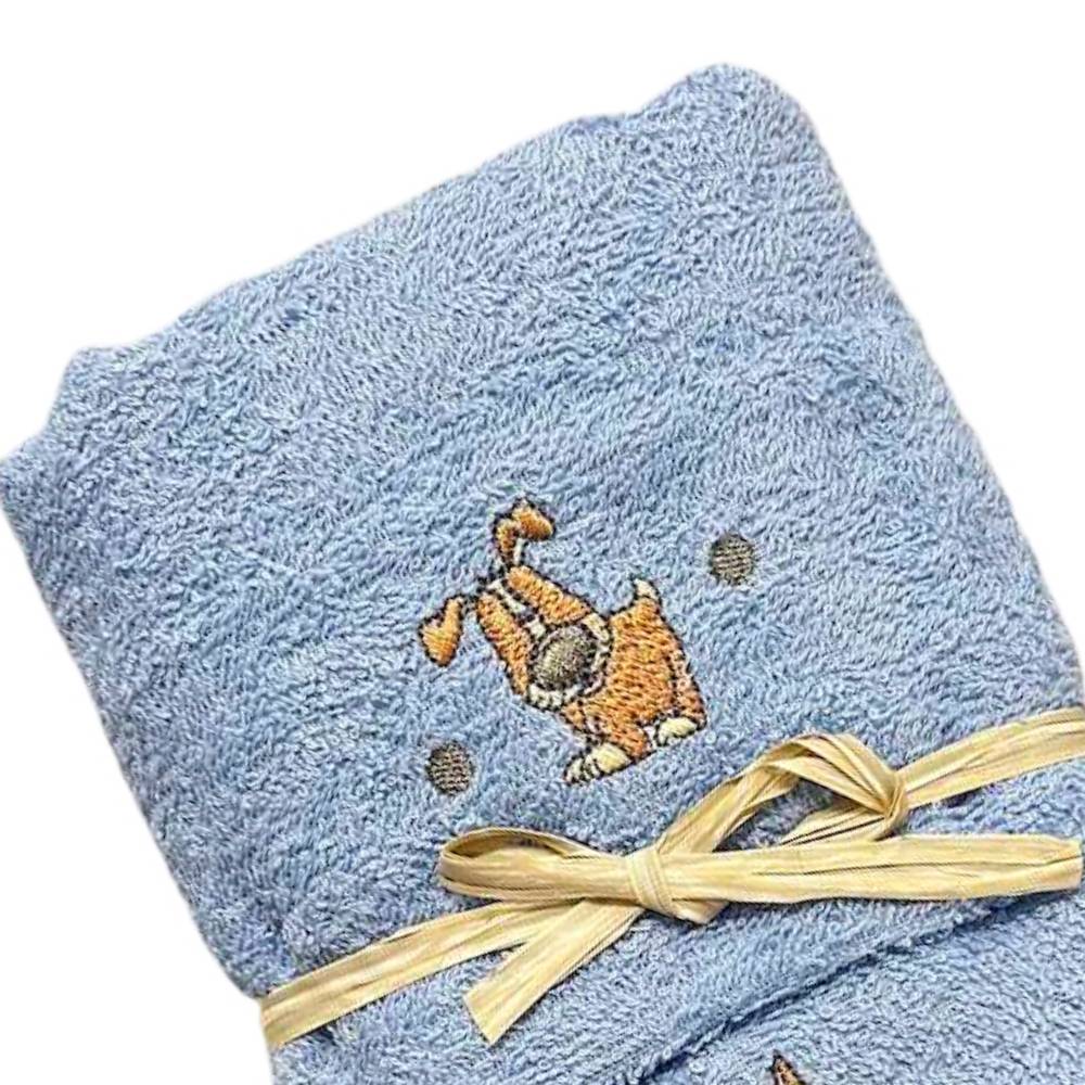 Coppia asciugamani Cani ricamati azzurro