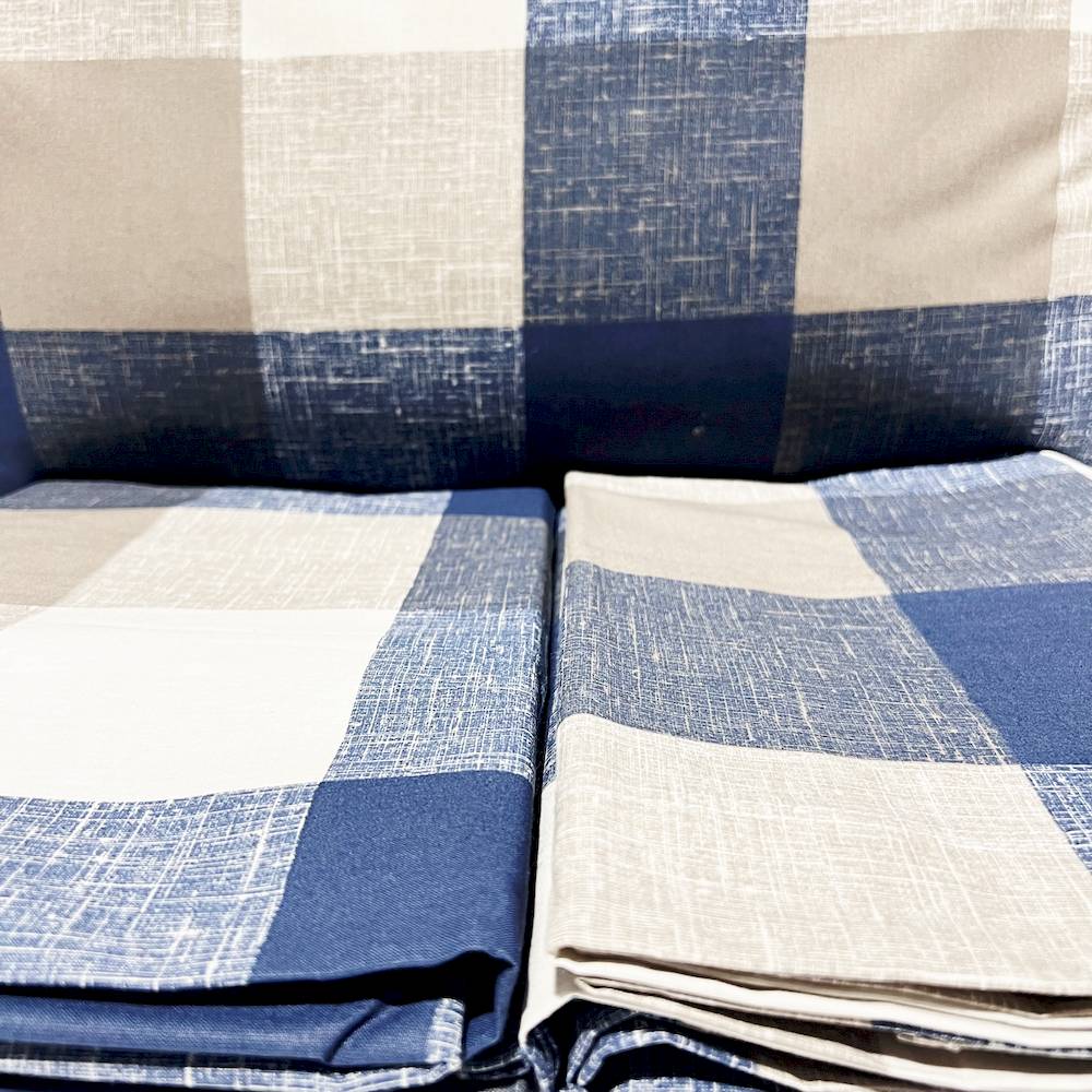 Completo Lenzuola Quadrettone blu Matrimoniale