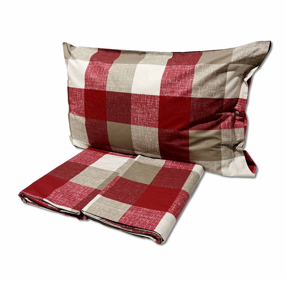 Completo Lenzuola Quadrettone bordeaux Singolo