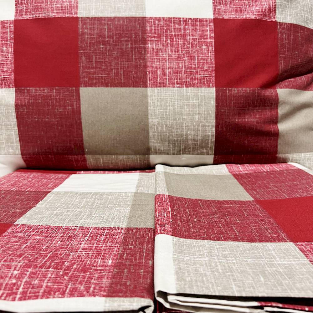 Completo Lenzuola Quadrettone bordeaux Singolo