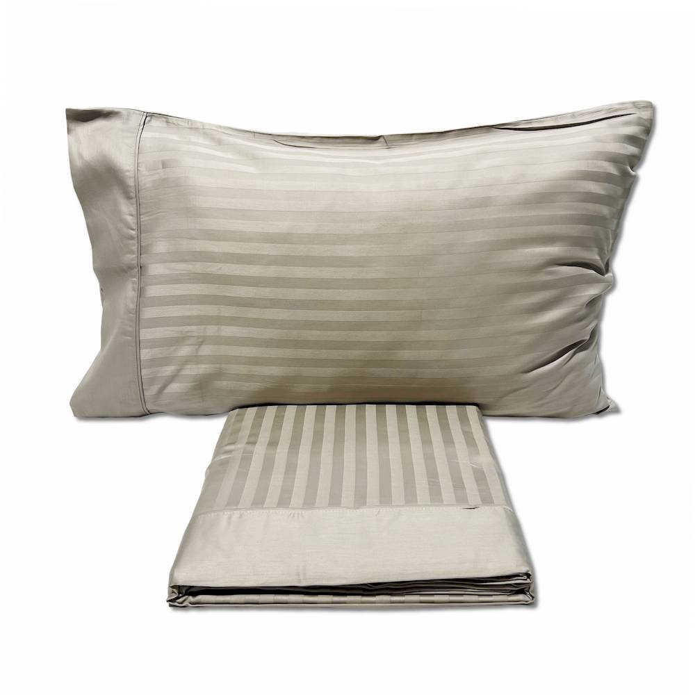 Completo lenzuola Hotel Venezia Raso di cotone tortora matrimoniale