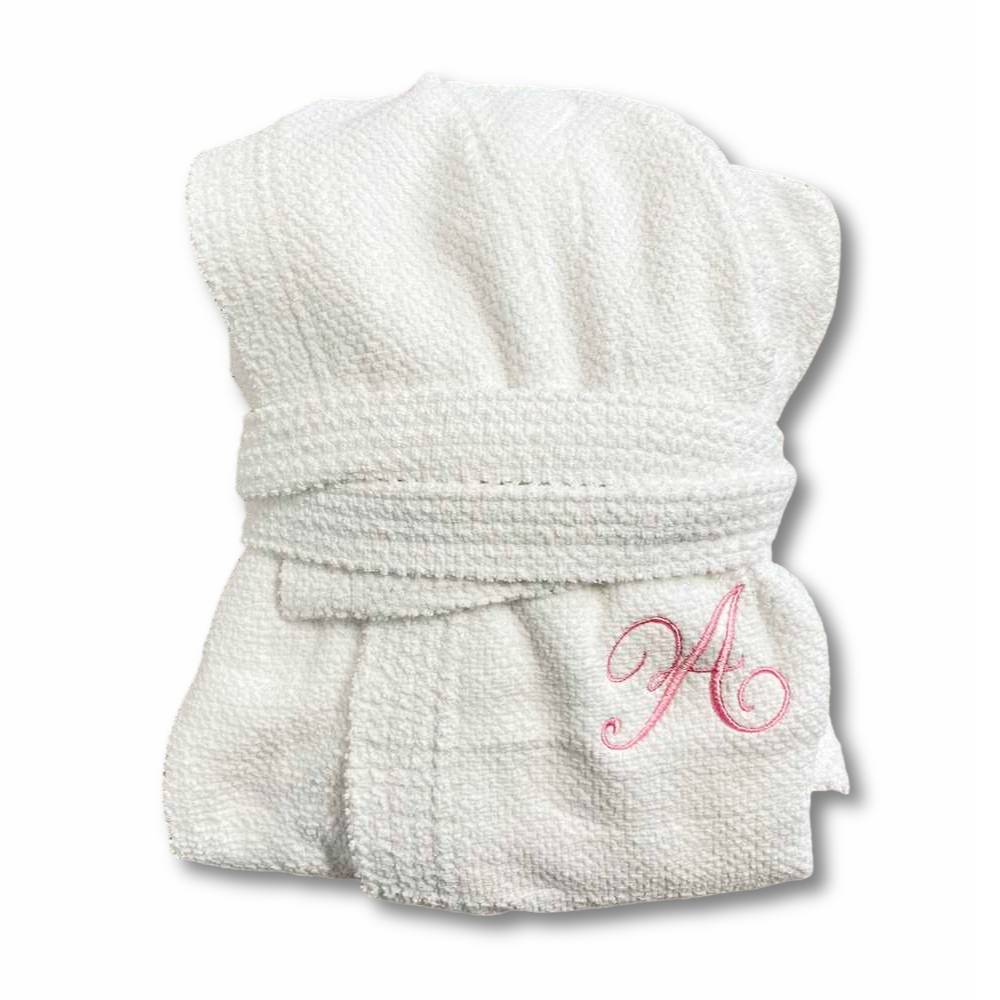 Accappatoio con cappuccio chicco di riso bianco Personalizzato