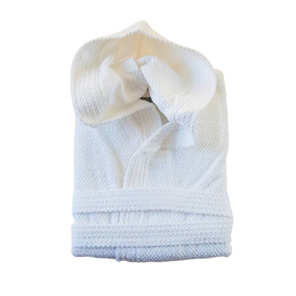 Accappatoio con cappuccio chicco di riso bianco Personalizzato