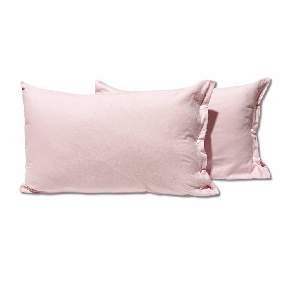 Coppia Federe in Flanella con bottoni rosa