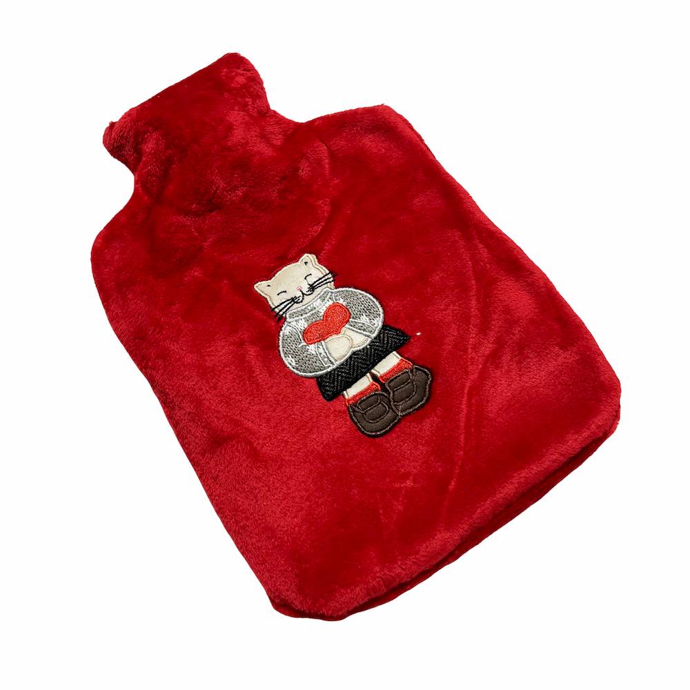 Borsa dell'acqua calda Gattino con cuore ricamato