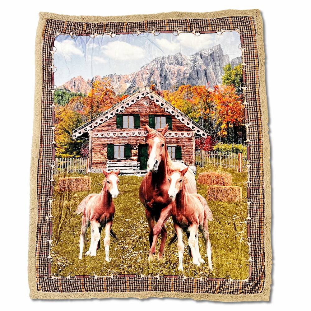 Plaid Sherpa stampa digitale Horse - Baita 130 x 160