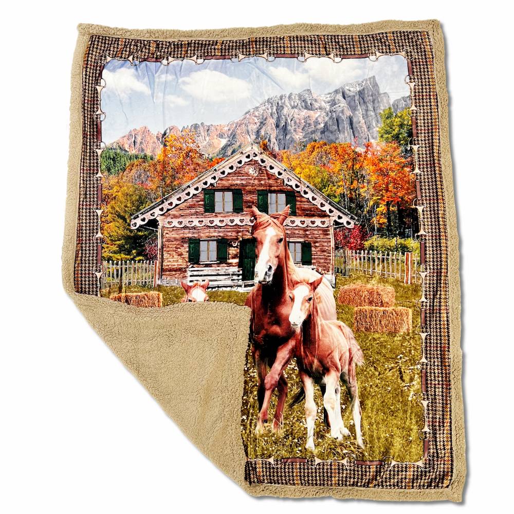 Plaid Sherpa stampa digitale Horse - Baita 130 x 160