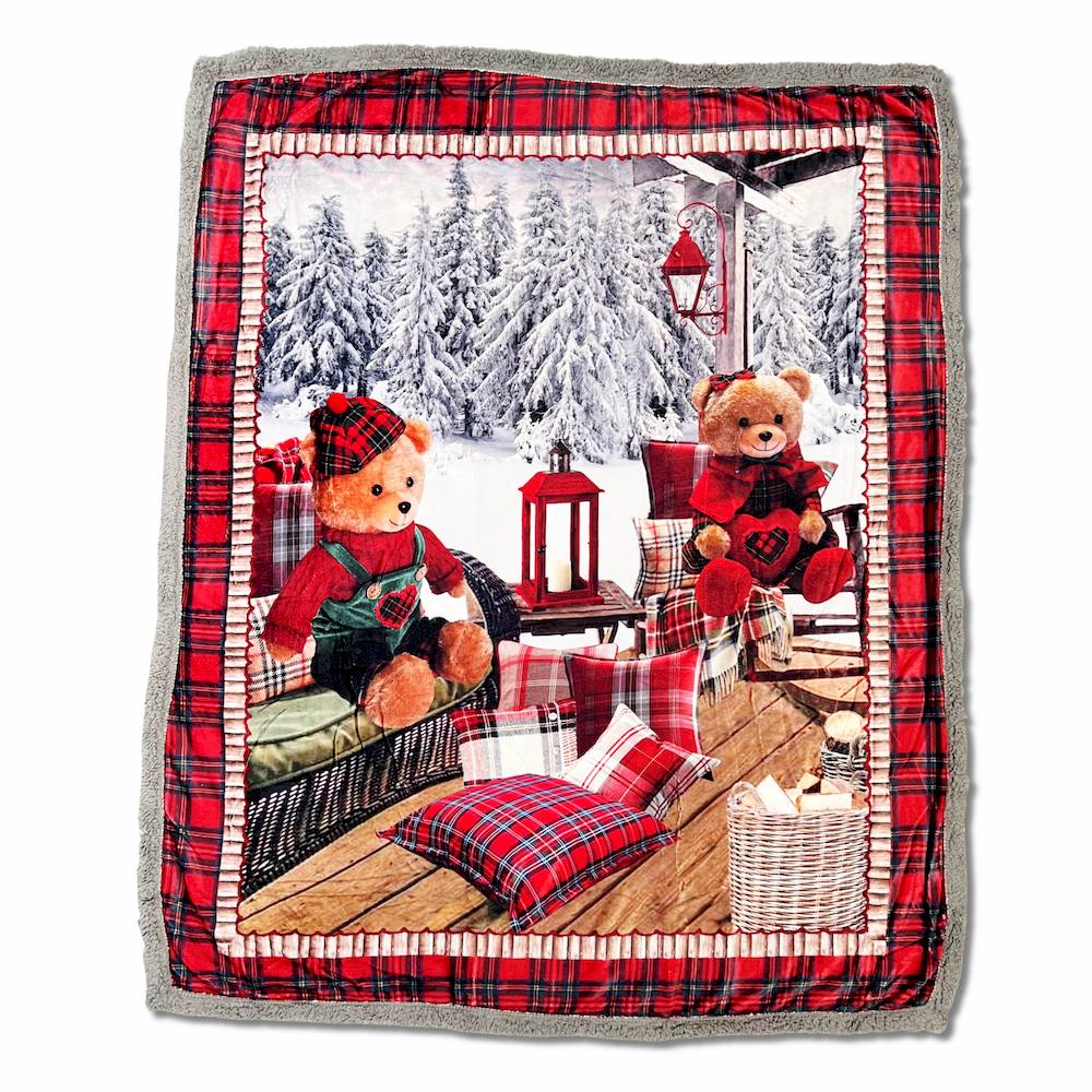Plaid Sherpa stampa digitale Teddy Orsetti 130 x 160