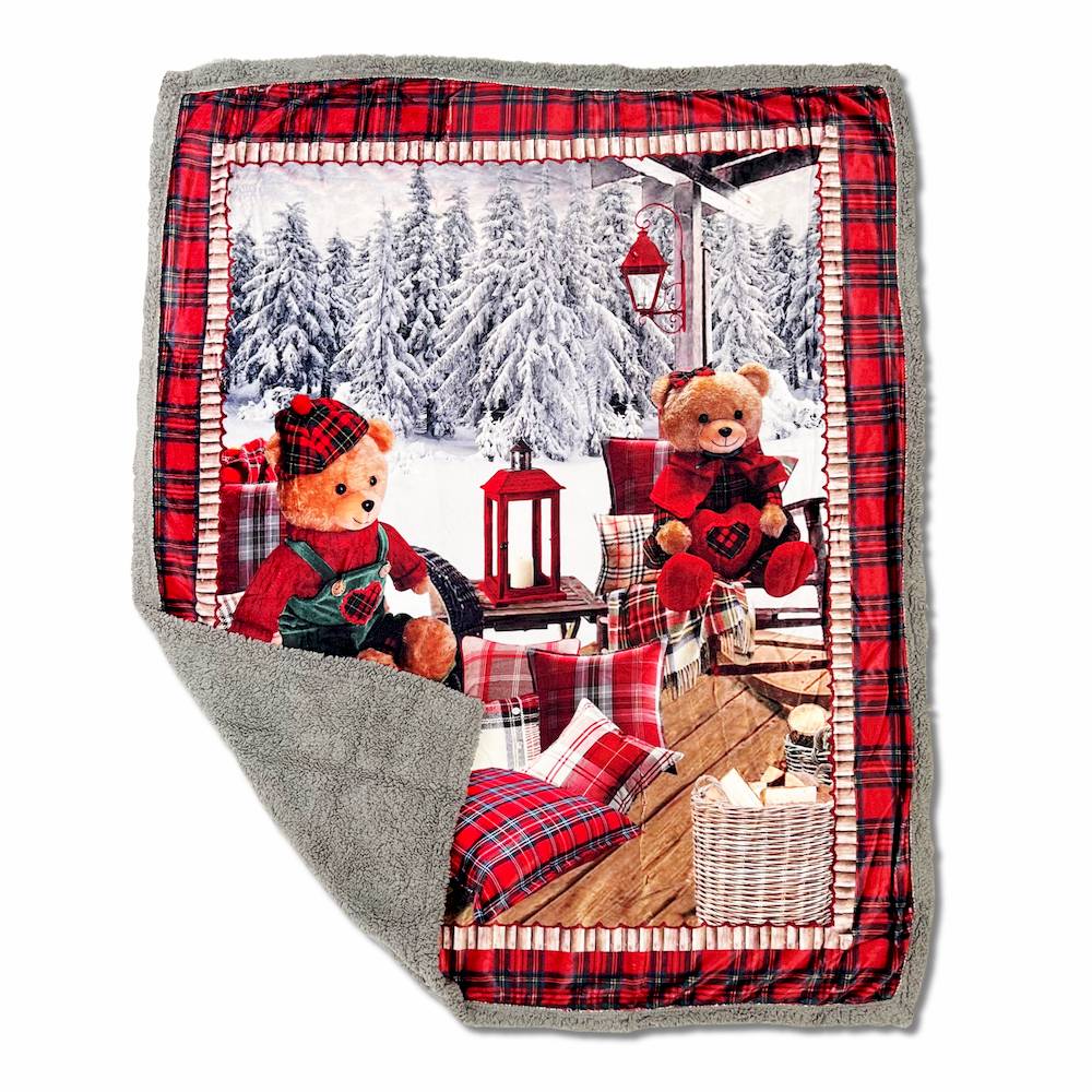 Plaid Sherpa stampa digitale Teddy Orsetti 130 x 160