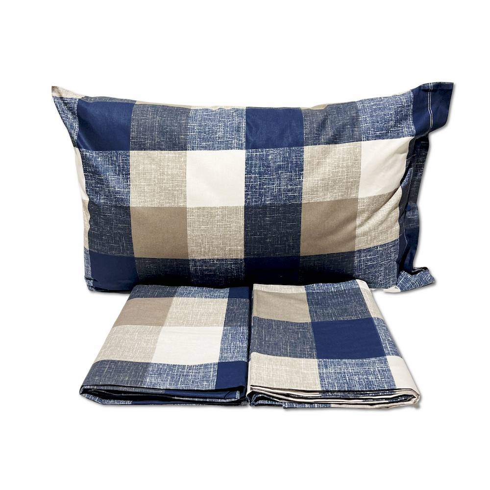 Parure copripiumino Quadrettone blu piazza e mezzo