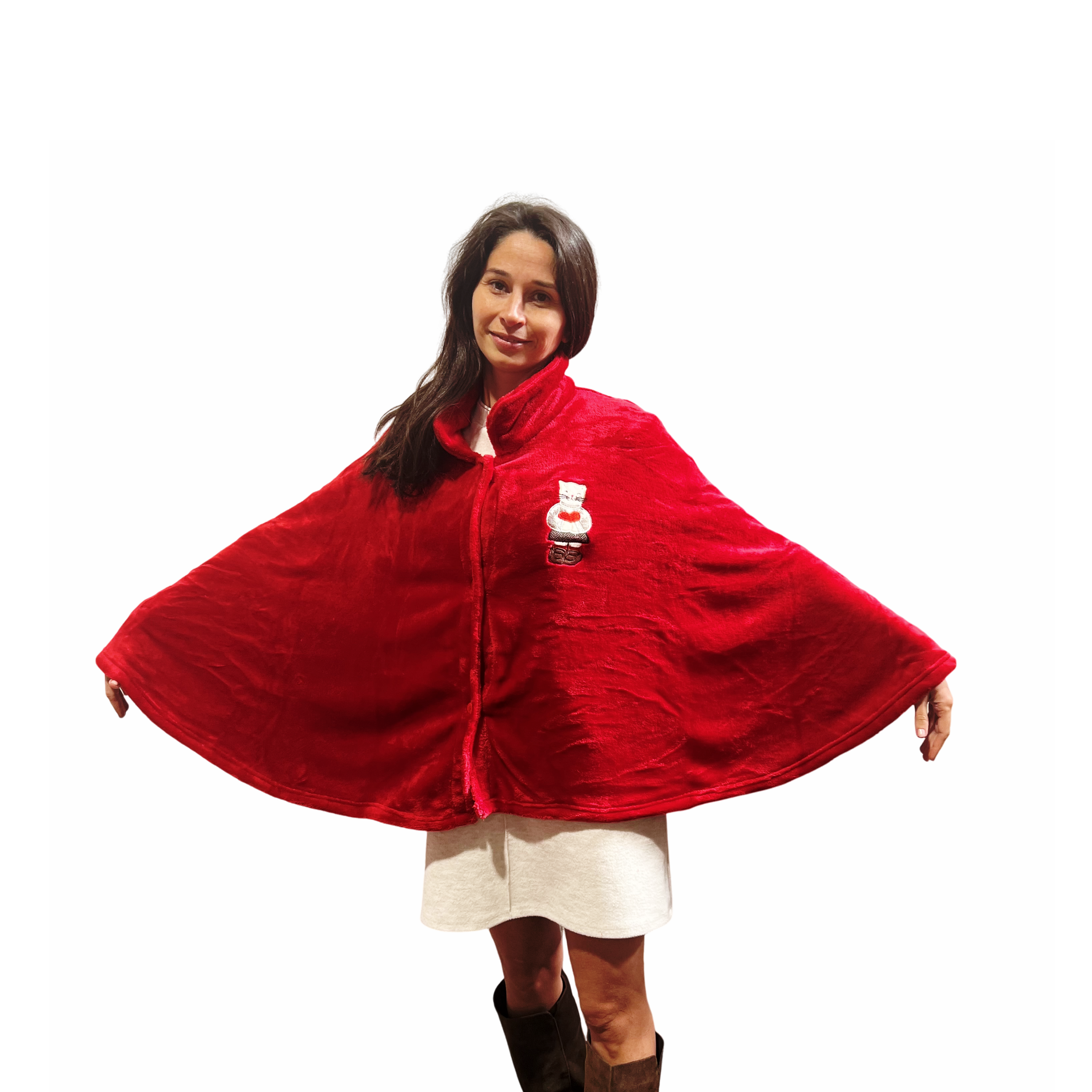 Mantella - Poncho Gattino con cuore ricamato