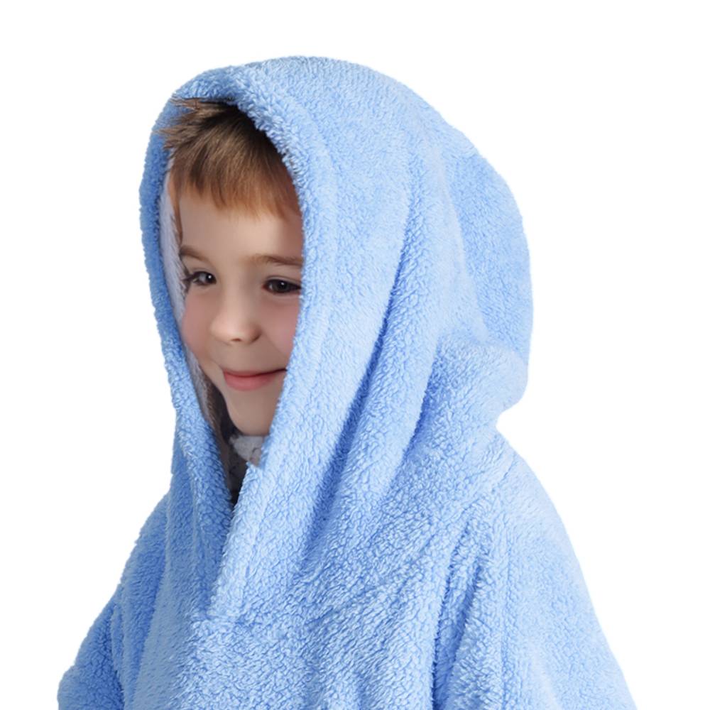 Felpone oversize Midlands Bimbo sherpa Azzurro
