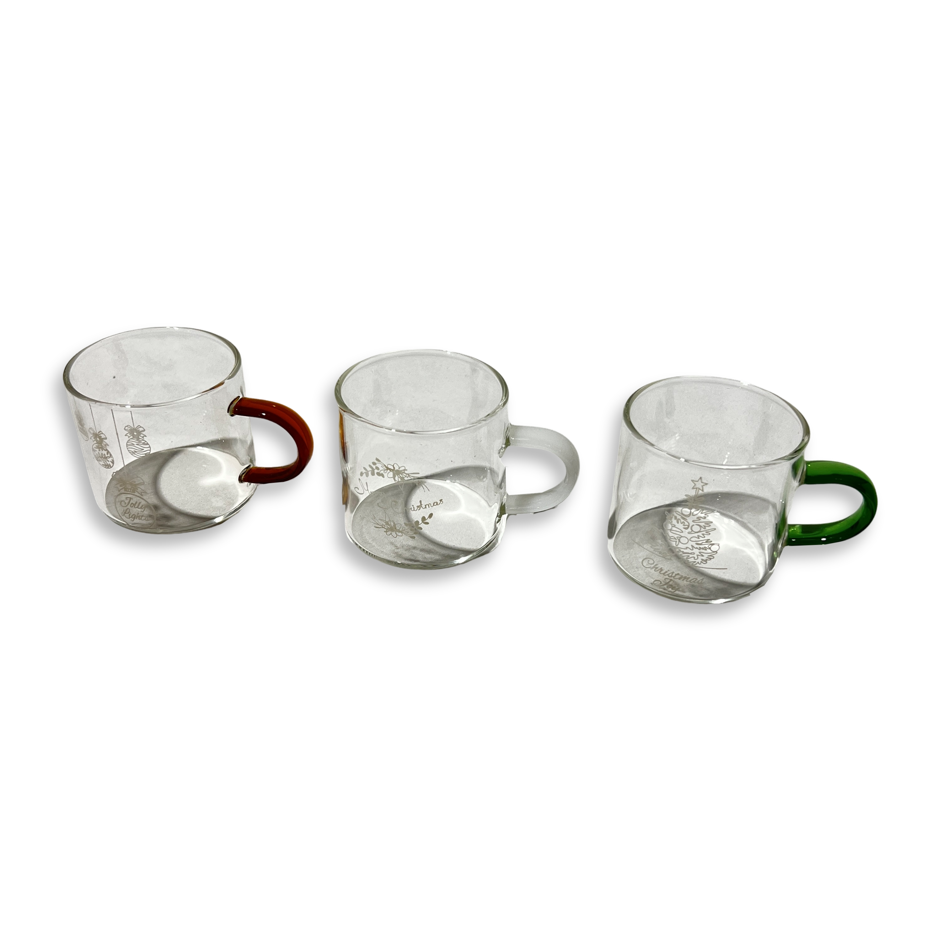Set 3 Tazzine da caffè in vetro colorate e decorate