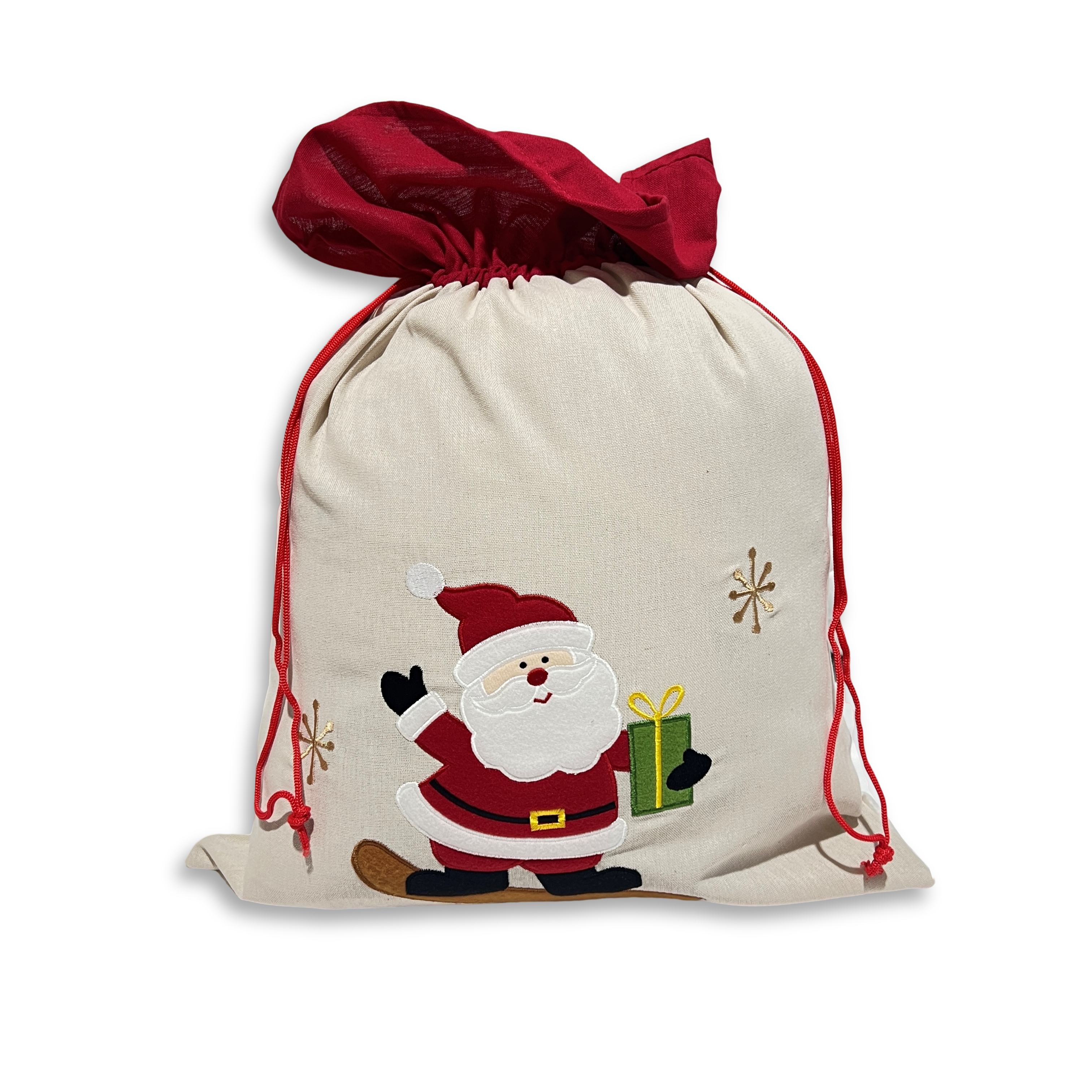 Sacco Natalizio in tessuto Babbo Natale Snowboard