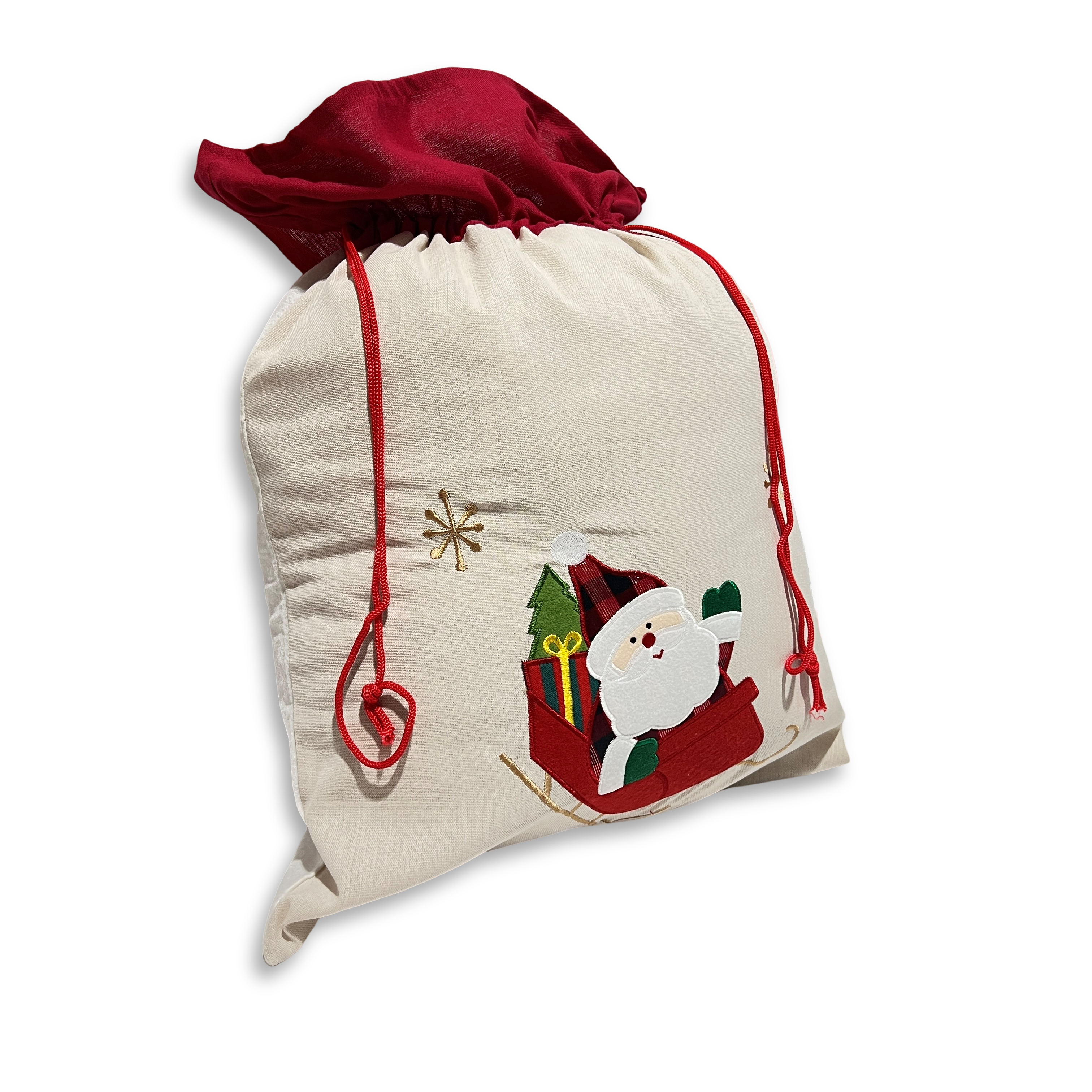 Sacco Natalizio in tessuto Babbo Natale Slitta
