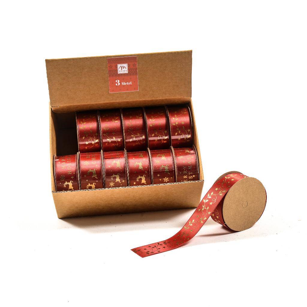 Nastro in Tessuto Rosso Laminato con dettagli Oro