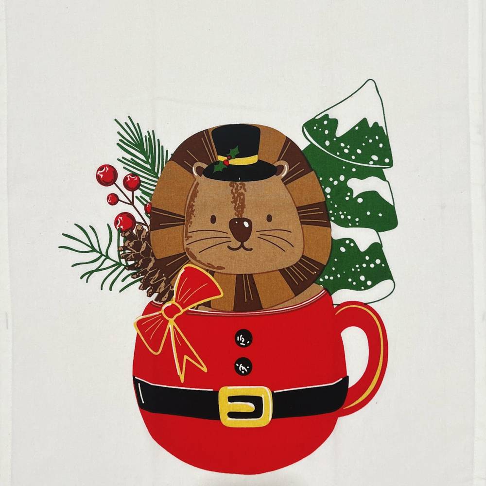 Set 2 Strofinacci Christmas Zoo Leoncino