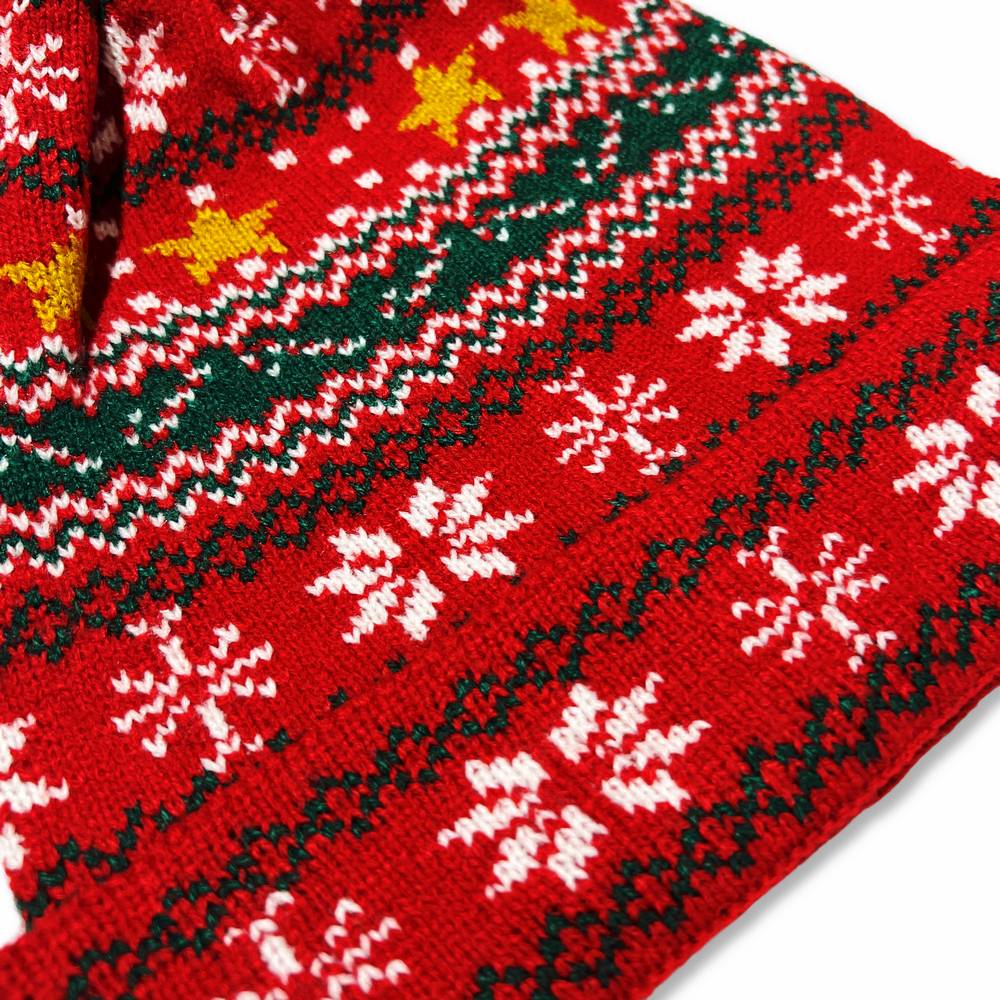 Cuffia Natalizia Christmas Fiocchi e Stelle con Pon Pon 