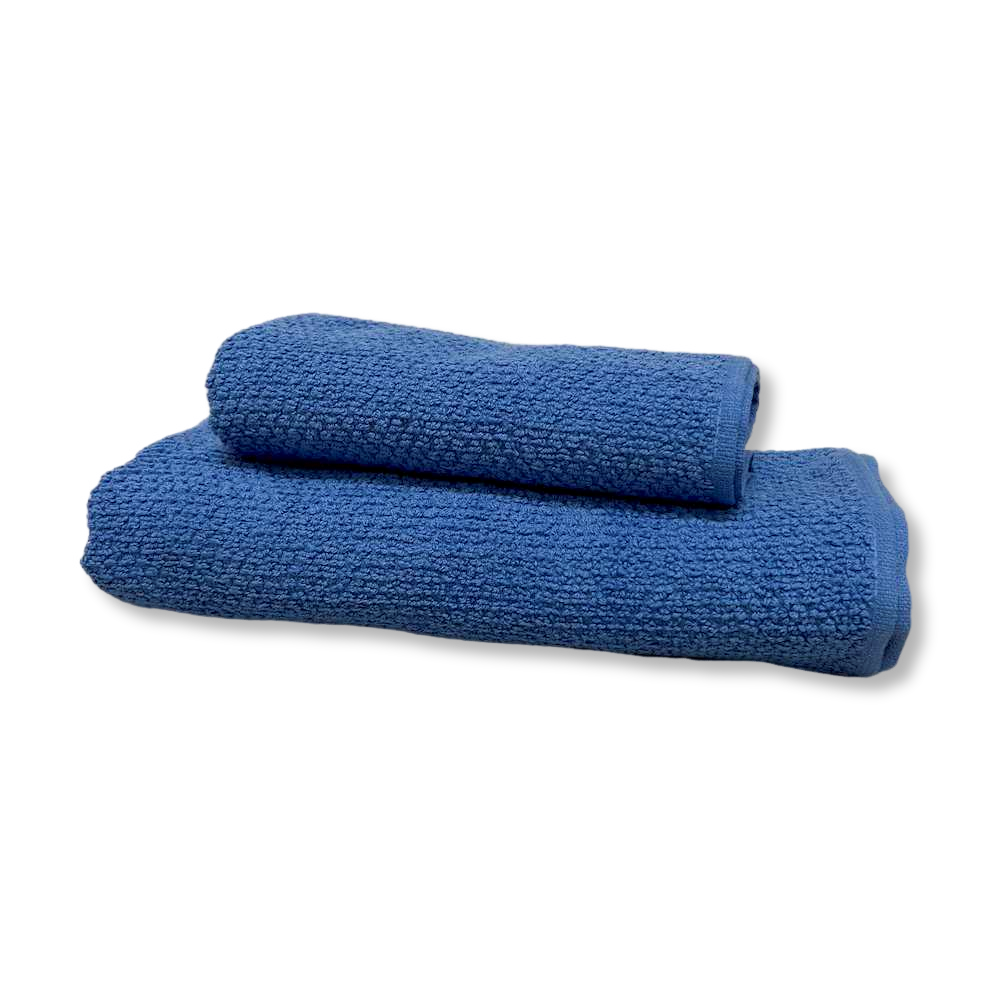 Coppia asciugamani chicco di riso blu