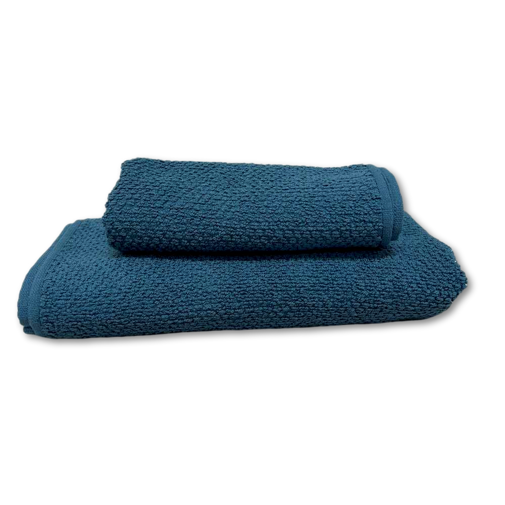 Coppia asciugamani Chicco di riso petrolio