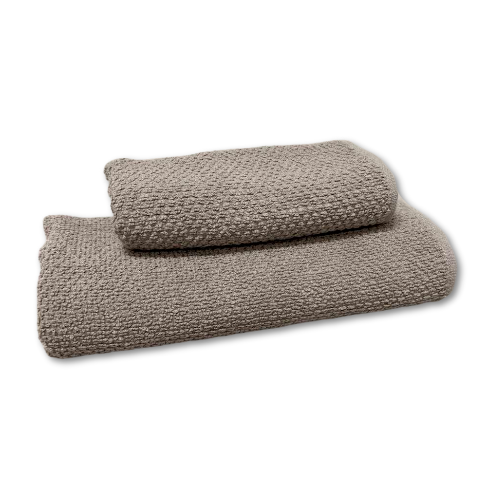 Coppia asciugamani chicco di riso tortora