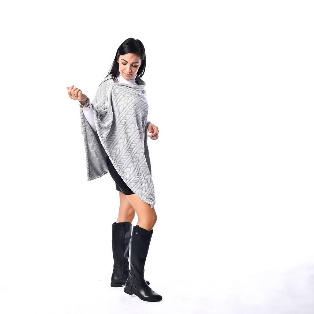 Poncho intrecciato grigio Personalizzato