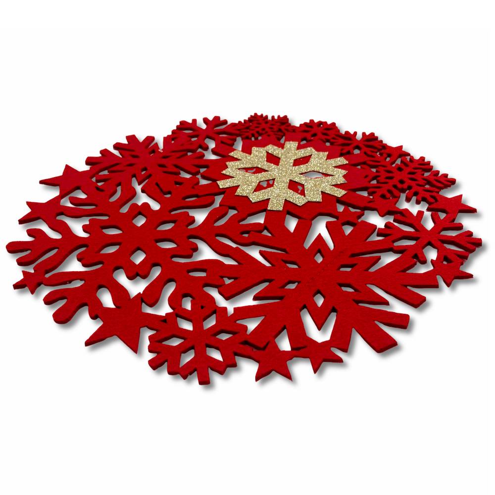 Sottopiatto in pannolencio intagliato a fiocchi rosso