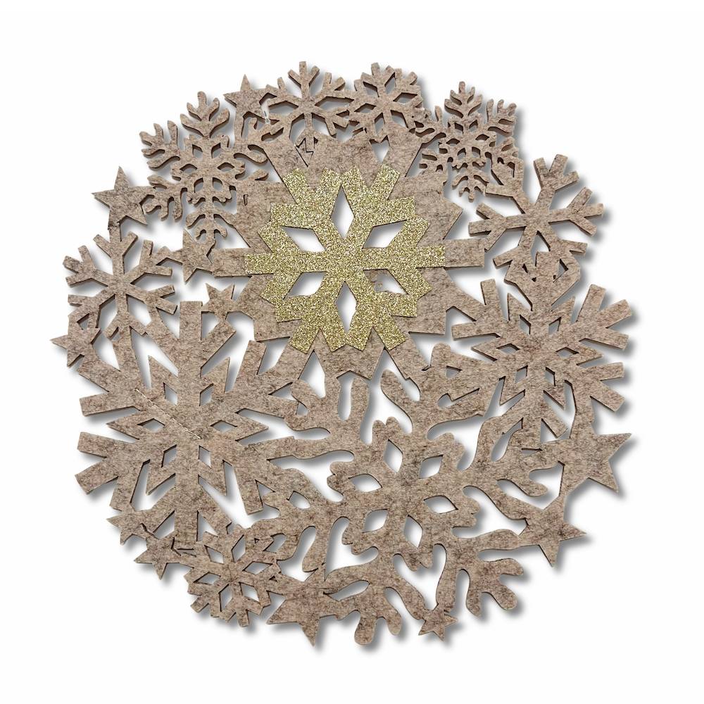 Sottopiatto in pannolencio intagliato a fiocchi oro